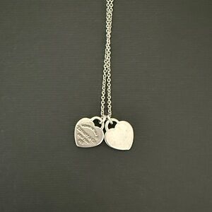 Tiffany & Co. Double Heart Pendant Necklace - Silver